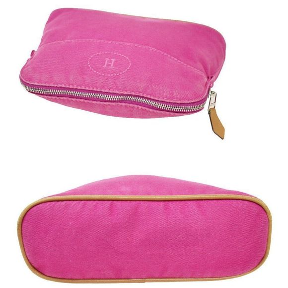 Hermes Fuchsia Pink Bolide Mini Pouch Cosmetic Cotton Canvas - Picture 5 of 13